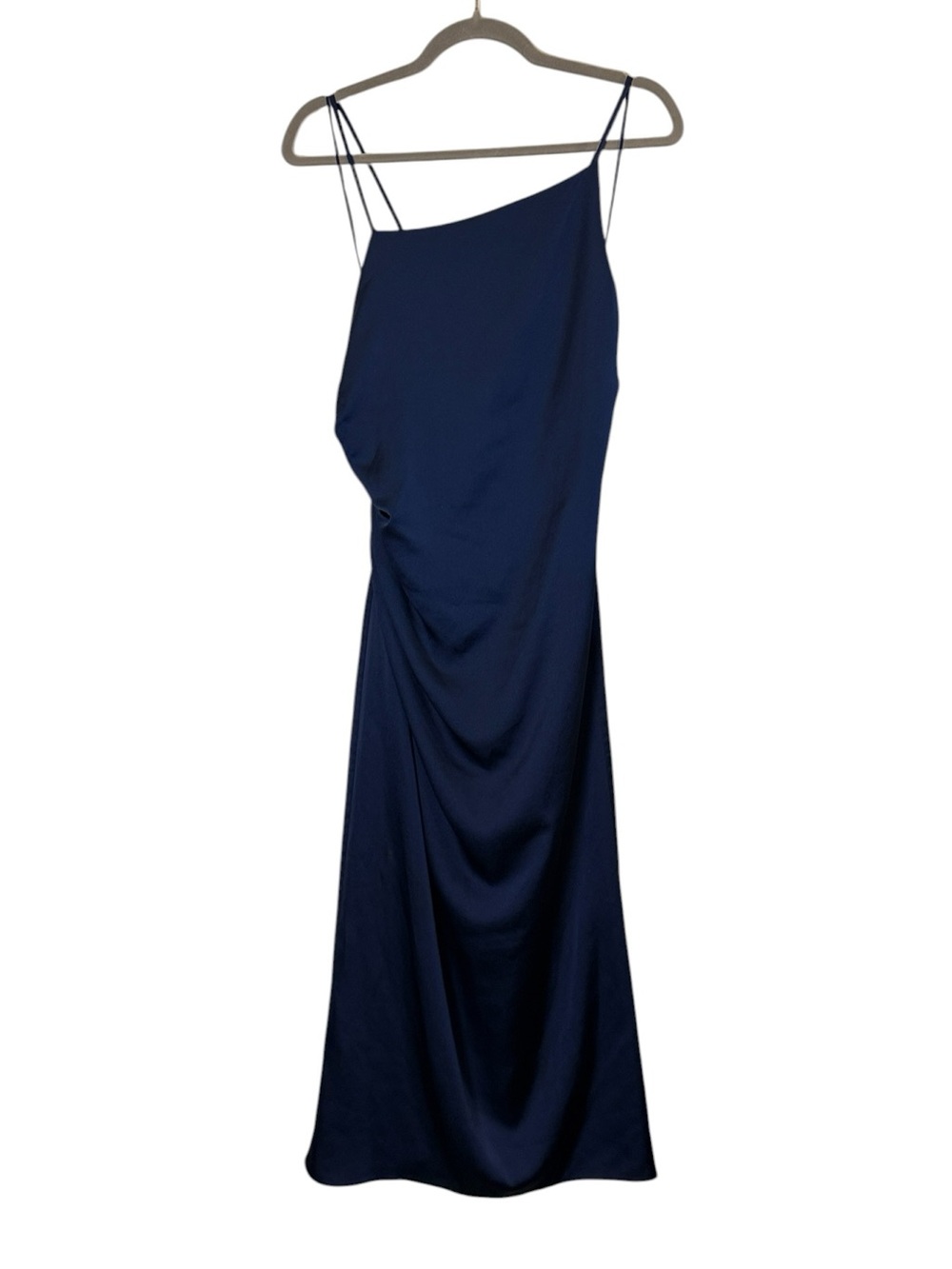Milly Electra Women’s Navy Asymmetrical Square Neck Ruched Slip Dress sz 12
